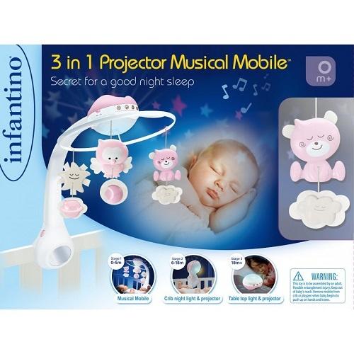 Музыкальный мобиль с проектором Infantino 3 в 1, розовый (004914I) - фото 2