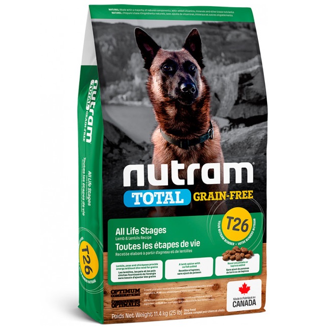 Сухий корм для собак Nutram - T26 Total GF Холистик, з ягням та сочевицею, беззерновий, 20 кг (T26_(20kg) - фото 1