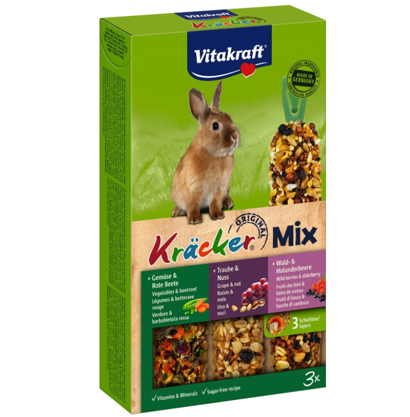 Лакомство для кроликов Vitakraft Kracker Original Trio-Mix, 168 г (3 шт. по 56 г) (25227 Vitakraft) - фото 1