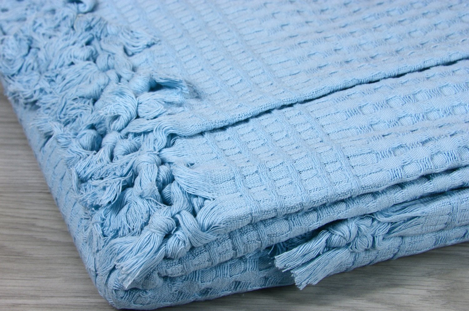 Покривало-плед IzziHome Checkers, піке, 220х240 см, синій (2200000551900) - фото 4