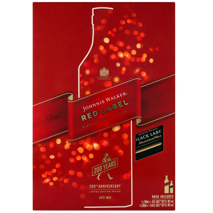Віскі Johnnie Walker Red Label Blended Scotch Whisky, 40%, 0,7 л + Віскі Johnnie Walker Black Label, 40%, 0,2 л - фото 1