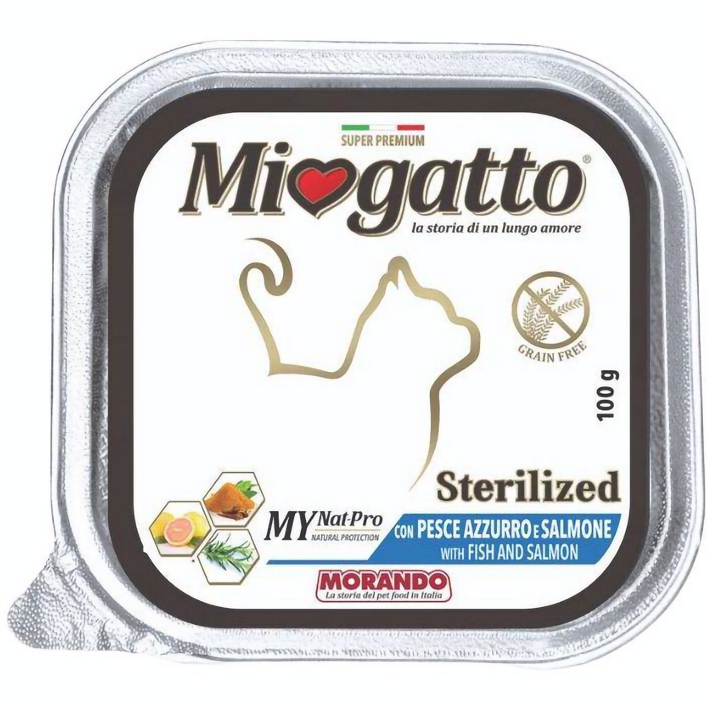 Беззернові консерви для стерилізованих котів Morando MioGatto Sterilised, з лососем, 100 г - фото 1