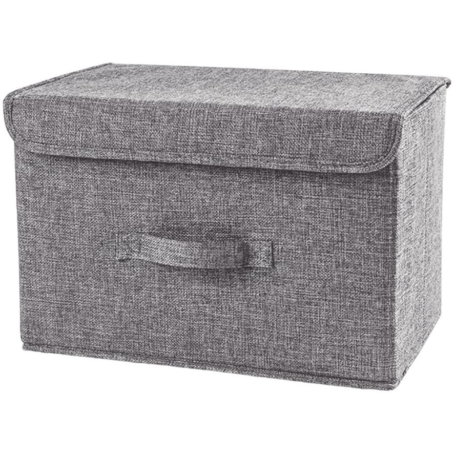 Ящик для хранения с крышкой МВМ My Home M текстильный, 380x250x250 мм, серый (TH-07 M GRAY) - фото 1