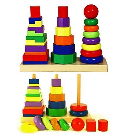 Набір дерев'яних пірамідок Viga Toys Три фігури (50567) - фото 2