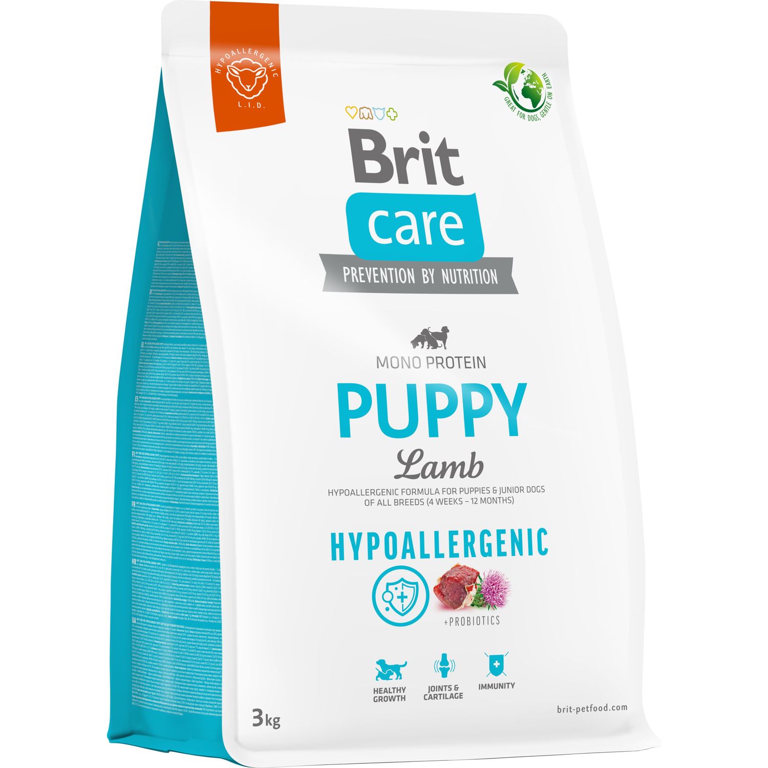 Сухой корм для щенков Brit Care Dog Hypoallergenic Puppy, гипоаллергенный, с ягненком, 3 кг - фото 1