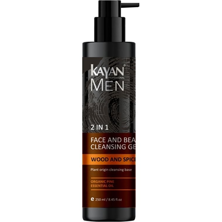 Очищаючий гель 2в1 для бороди і обличчя Kayan Professional Men 2in1 Face and Beard Cleansing Gel 250 мл - фото 1