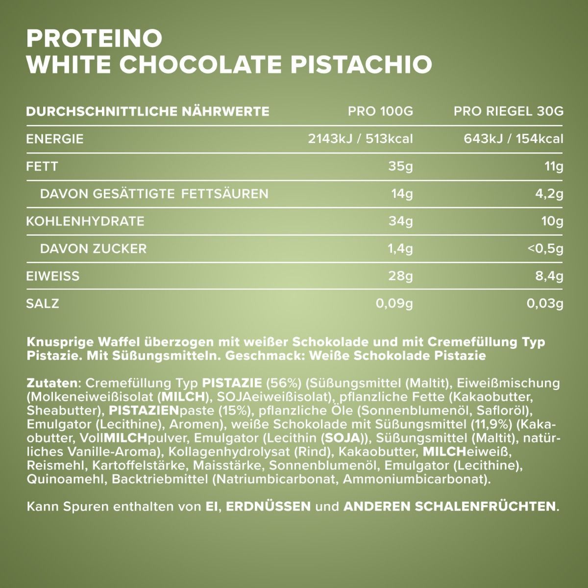 Протеїновий батончик IronMaxx Proteino Білий шоколад з фісташкою 30 г - фото 5
