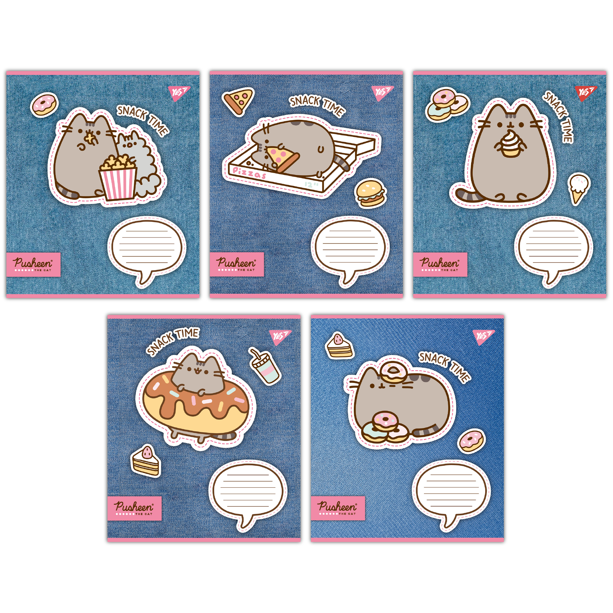 Набір зошитів Yes Pusheen. Snack time А5 в лінійку 12 аркушів 25 шт. (767229) - фото 1