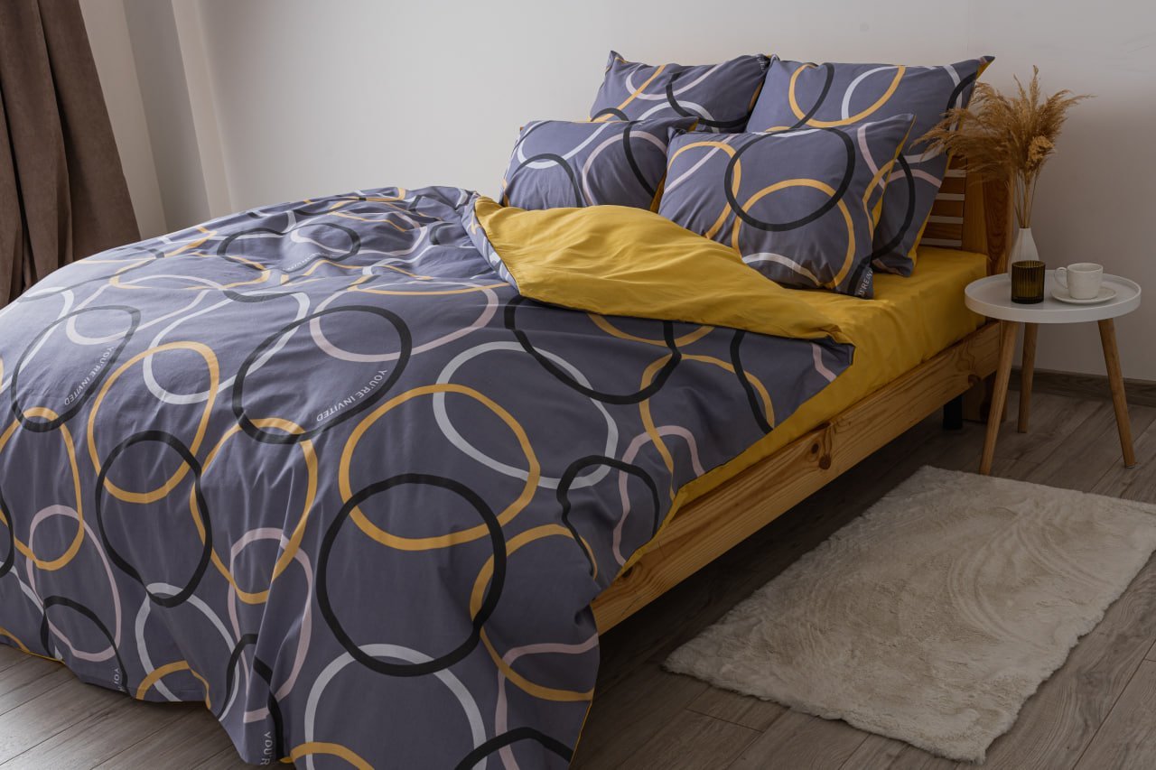 Комплект постельного белья ТЕП Soft dreams Invited семейный серый с желтым (2-03860_25347) - фото 2