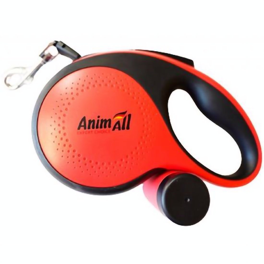 Повідець-рулетка AnimAll з диспенсером, М, до 30 кг, 5 м, червоний з чорним - фото 1