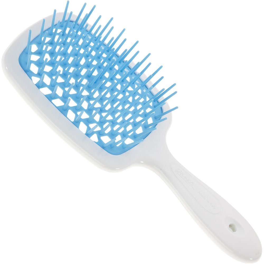 Щетка для волос Janeke Superbrush, белая с синим - фото 1