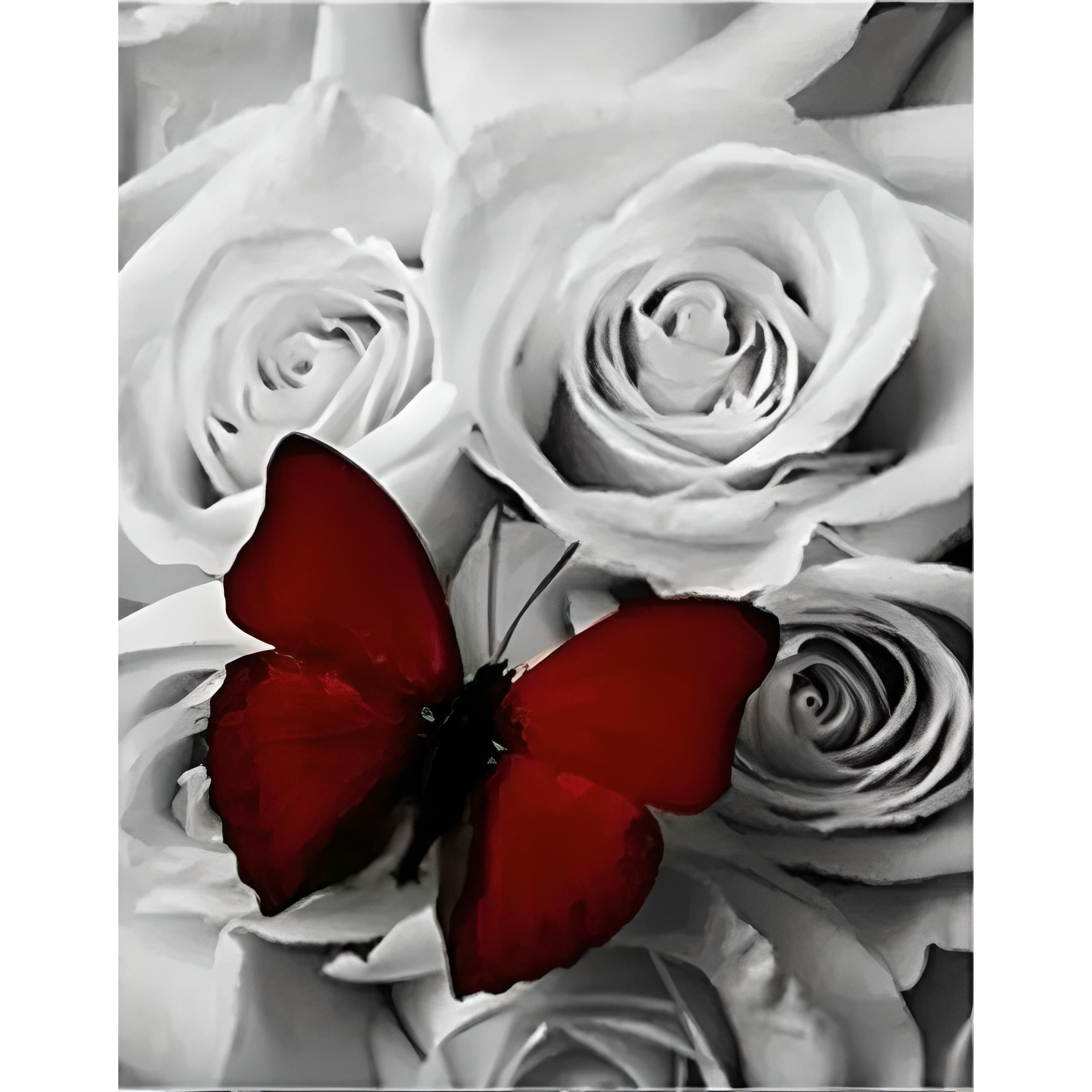 Алмазная мозаика Чарівна мозаїка Бабочка и розы со стразами на подрамнике 40х50 см (1766168967.0) - фото 1