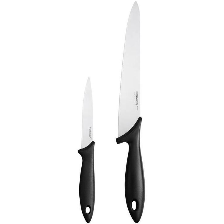 Набір ножів для шеф-кухаря Fiskars Essential 2 шт, чорний (1065582) - фото 1