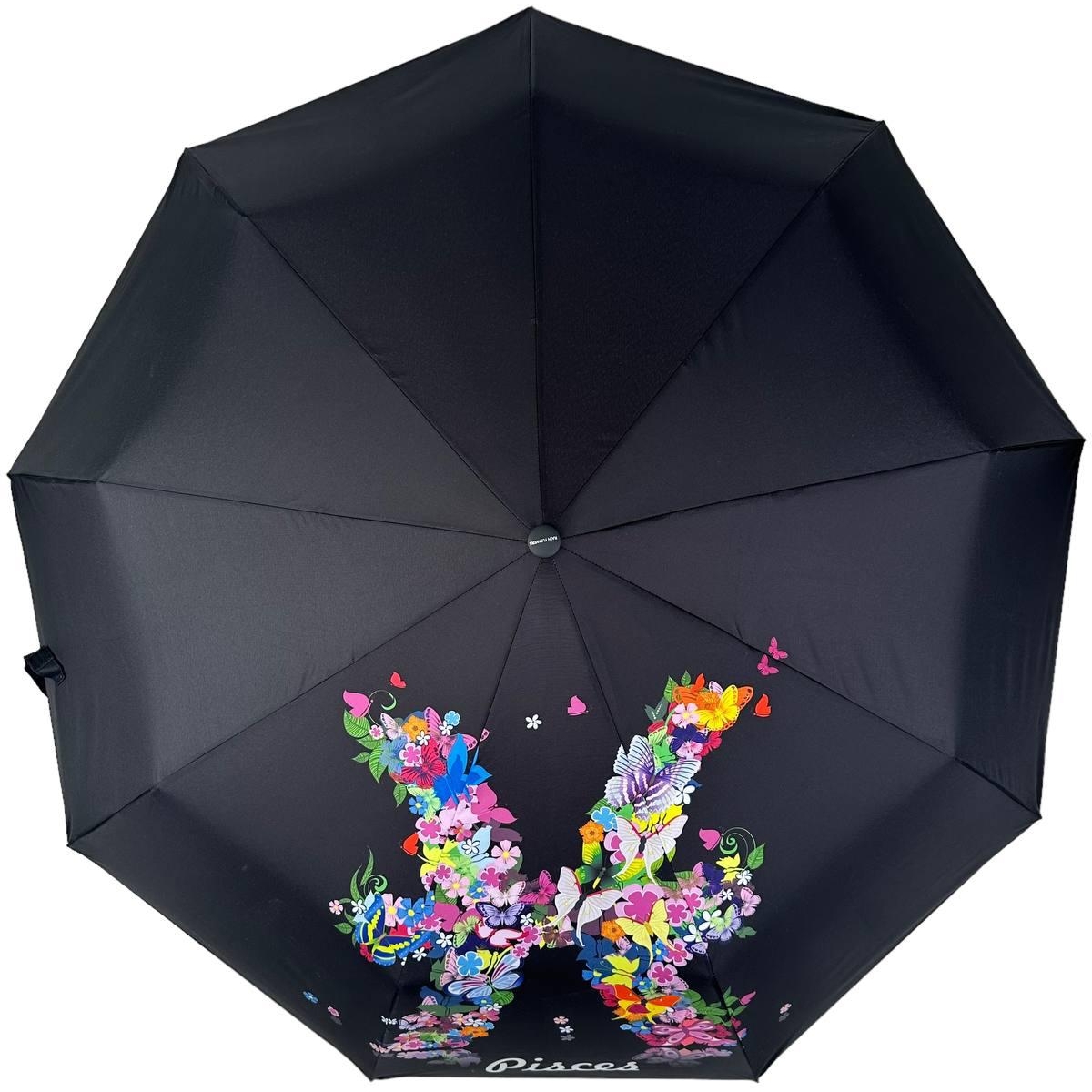 Жіноча складана парасолька повний автомат Rain 98 см чорна - фото 1