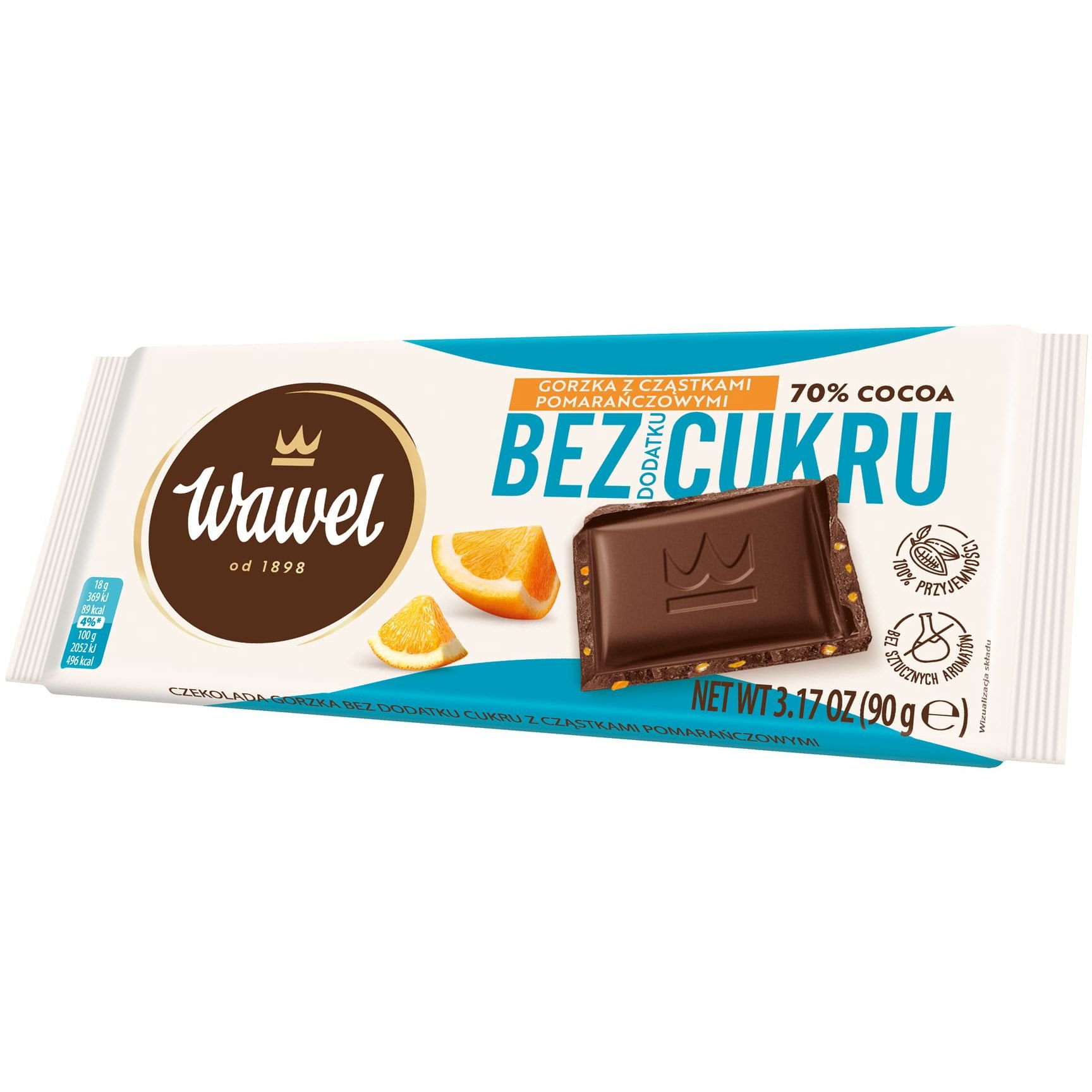 Шоколад черный Wawel с апельсином 70% без сахара 90 г (915766) - фото 2