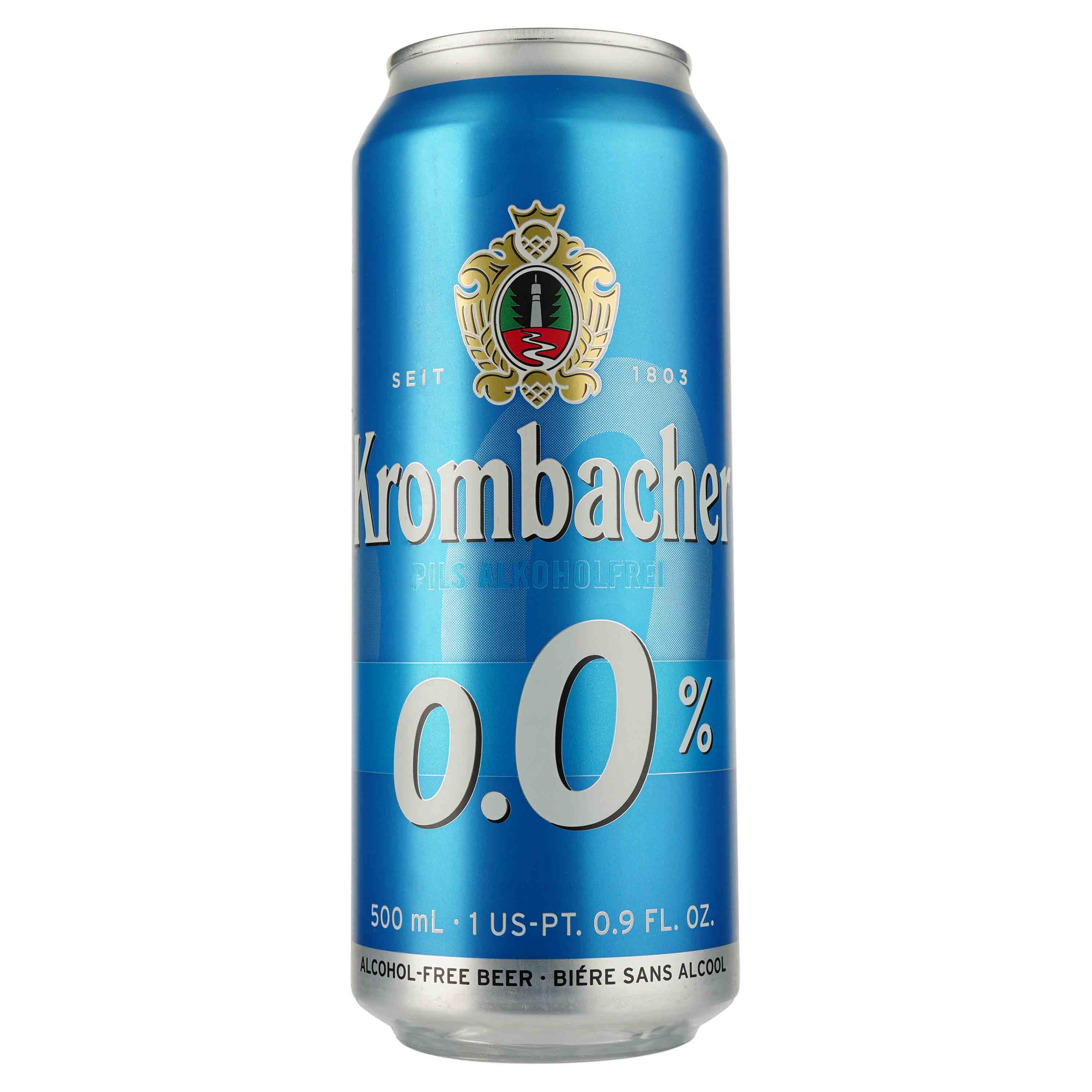 Пиво Krombacher Pils, безалкогольне, світле, фільтроване, з/б, 0,5 л - фото 1