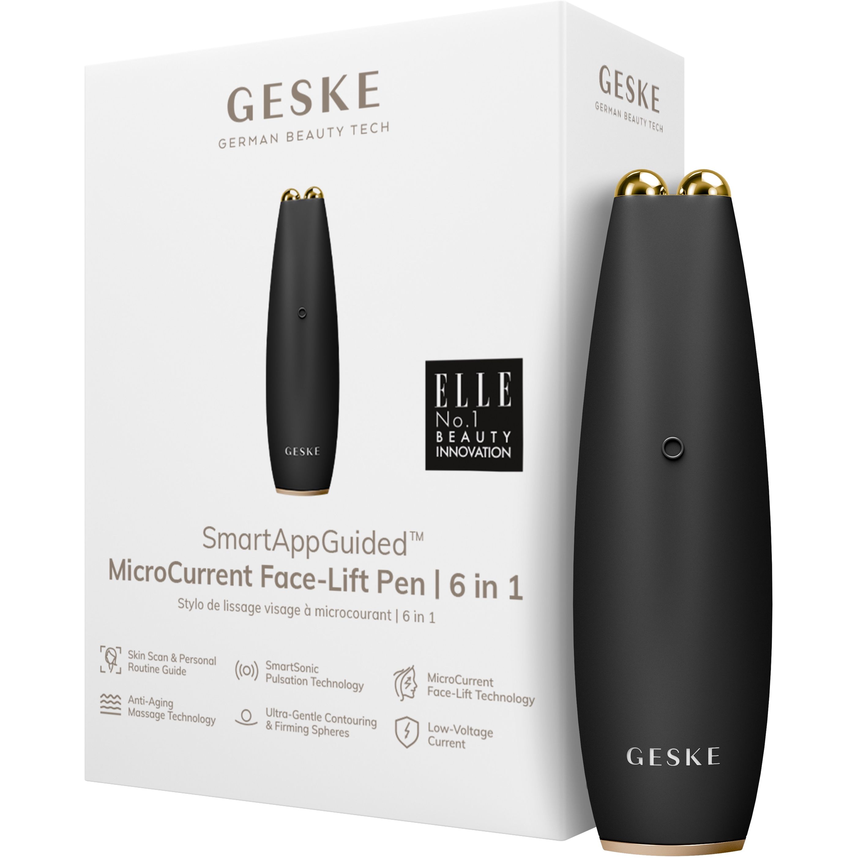 Мікрострумова ручка для підтяжки обиччя GESKE MicroCurrent Face-Lift Pen 6 в 1 сіра - фото 1