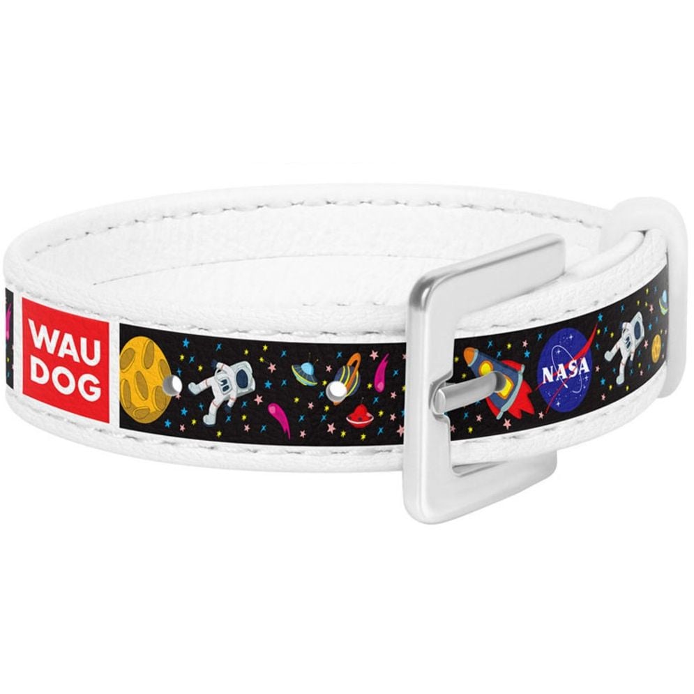 Браслет Waudog Design NASA, кожа, 17-23х1,5 см, белый - фото 1