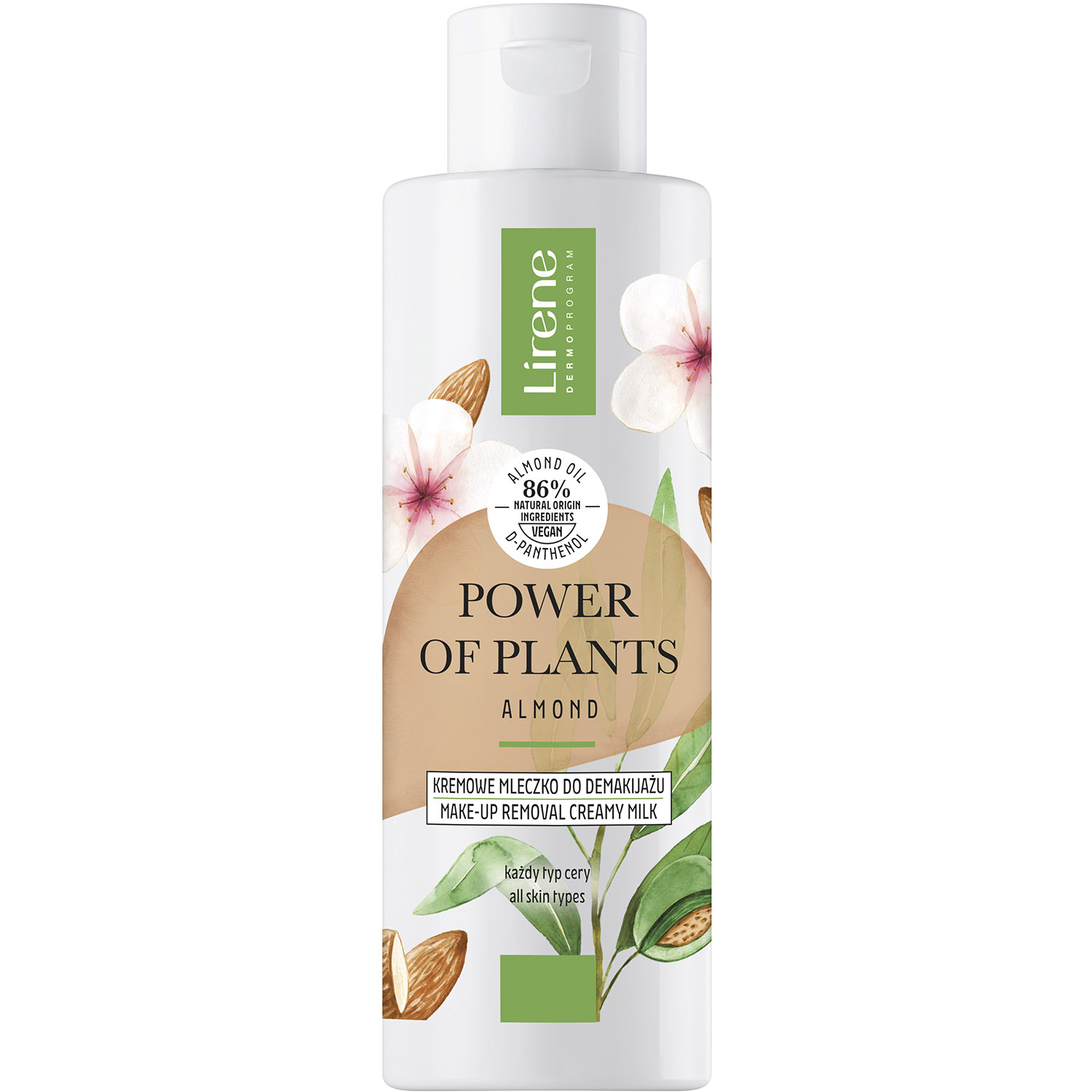 Кремовое молочко для снятия макияжа Lirene Power Of Plants Make-up Removal Creamy Milk Миндаль 200 мл - фото 1