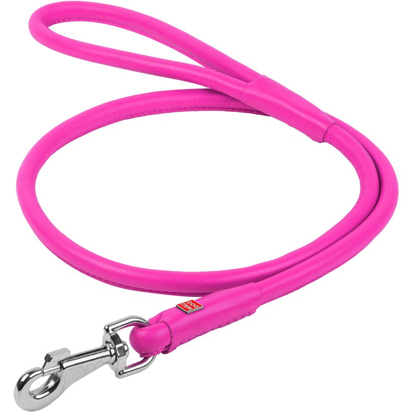 Повідець для собак Waudog Glamour, шкіряний, круглий, 183х1,3 см, рожевий - фото 1
