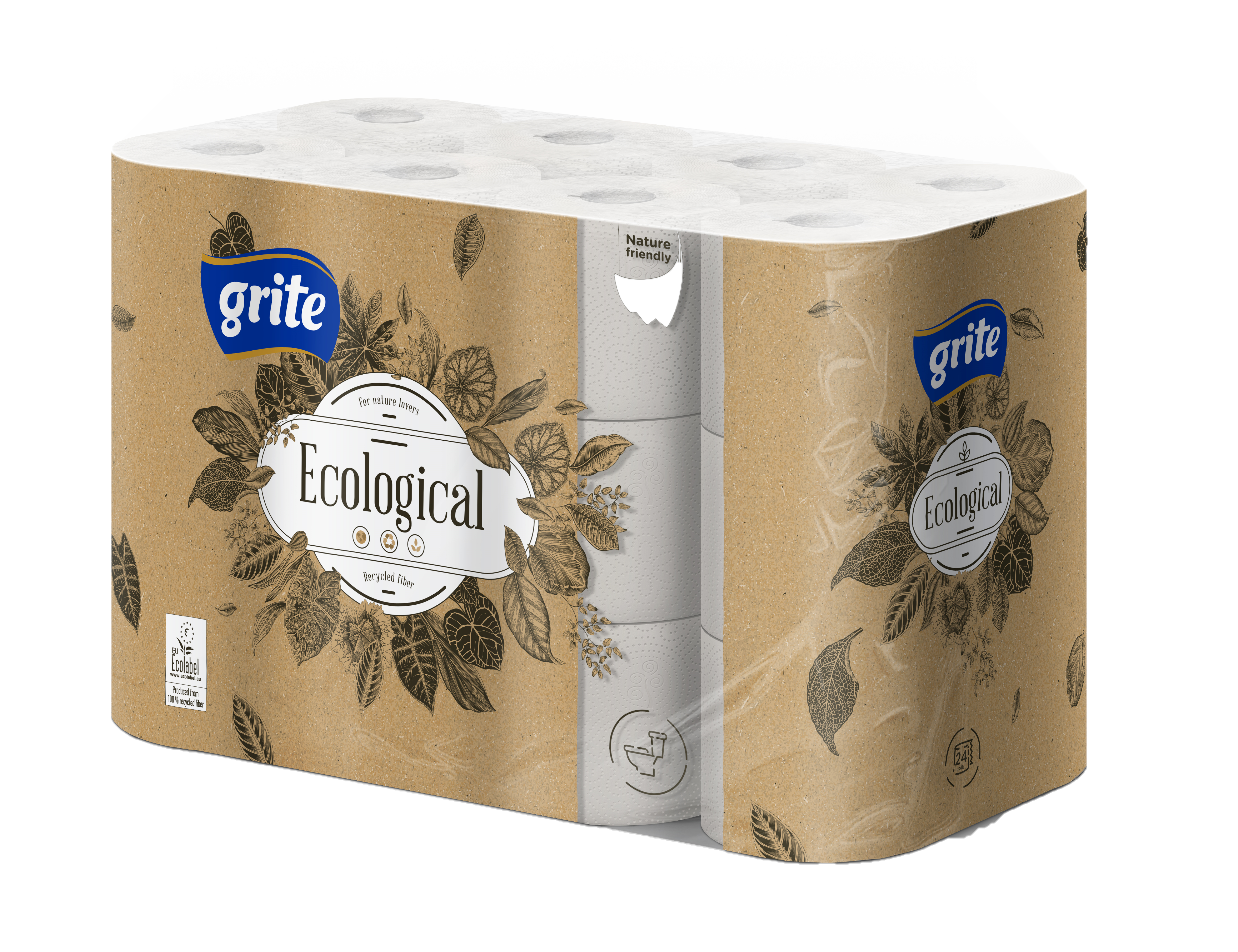 Тришаровий туалетний папір Grite Ecological Plius, 24 рулони (813825) - фото 1