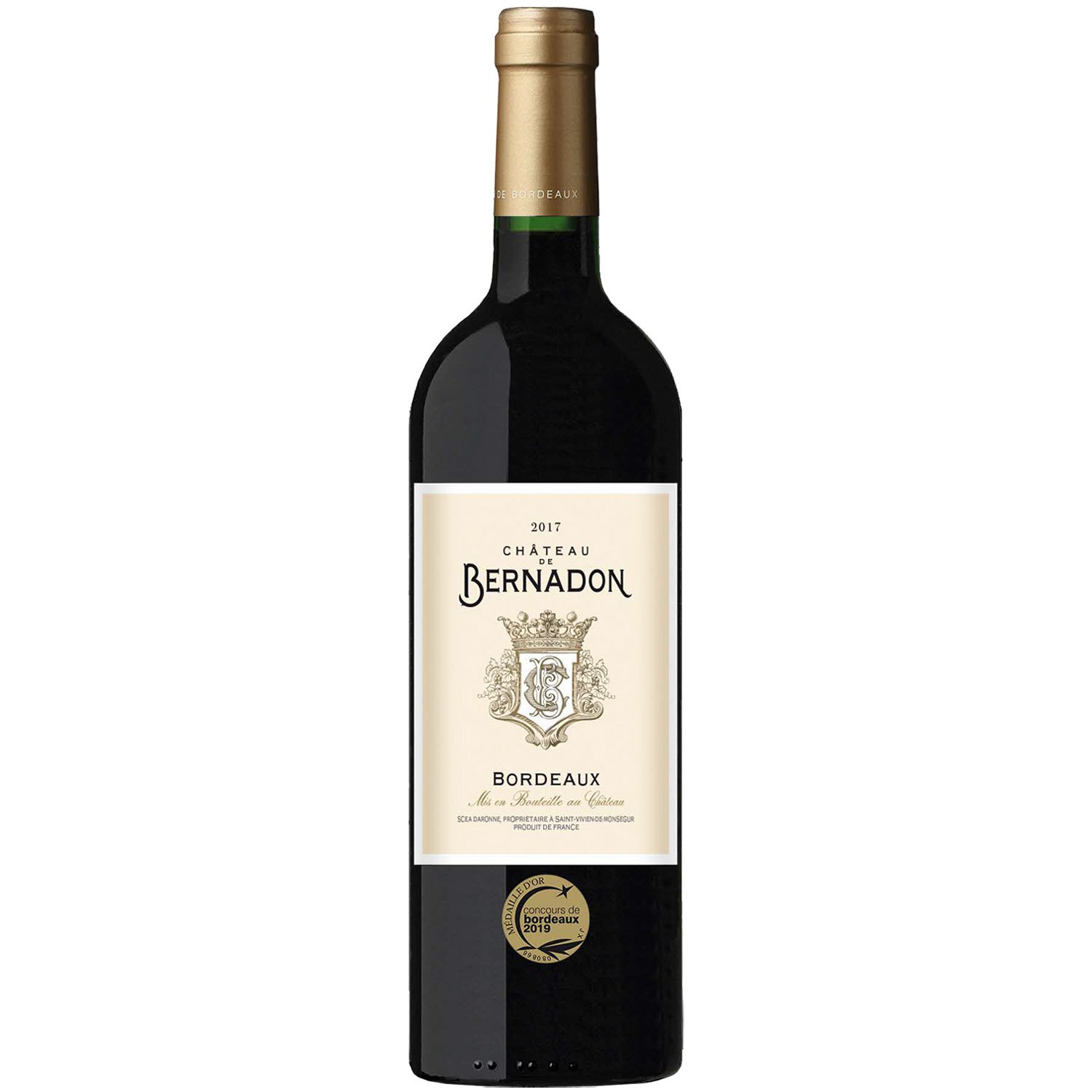Вино Chateau de Bernadon AOP Bordeaux 2017, красное, сухое, 0,75 л - фото 1