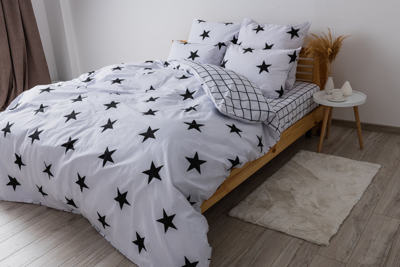 Комплект постільної білизни ТЕП Soft dreams Morning Stars двоспальний чорний з білим (2-03858_25301) - фото 2