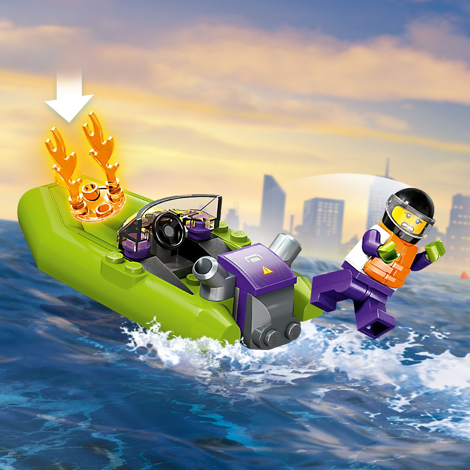 Конструктор LEGO City Човен пожежної бригади, 144 деталей (60373) - фото 7