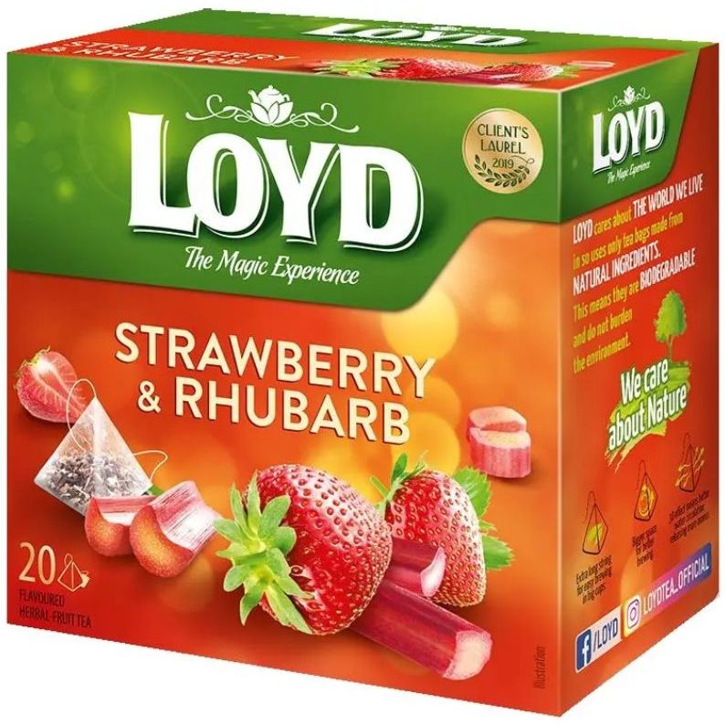Чай фруктовий Loyd Strawberry&Rhubarb, полуниця та ревінь, у пірамідках, 40 г - фото 2