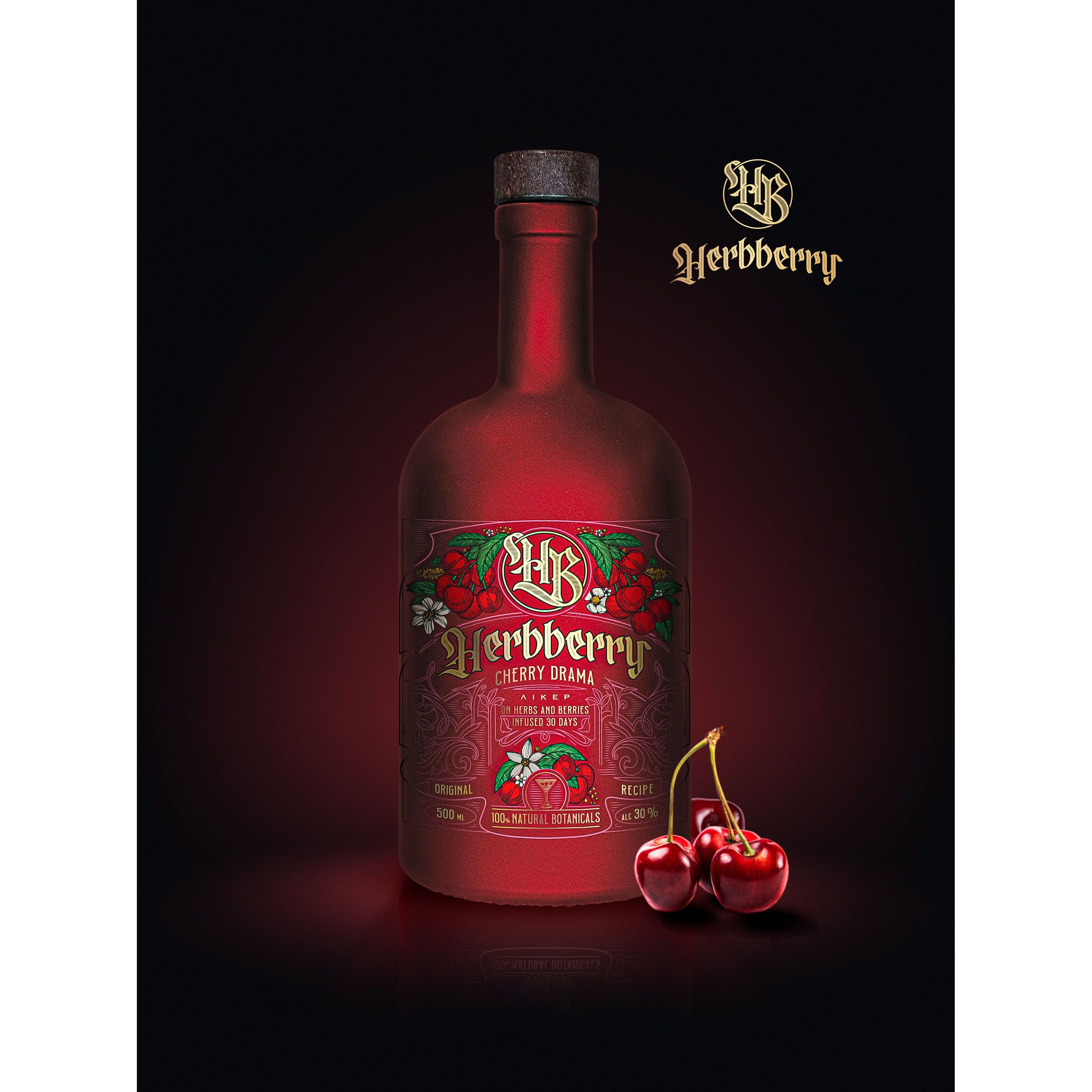 Ликер Herbberry Cherry Drama 30% 0.5 л - фото 2