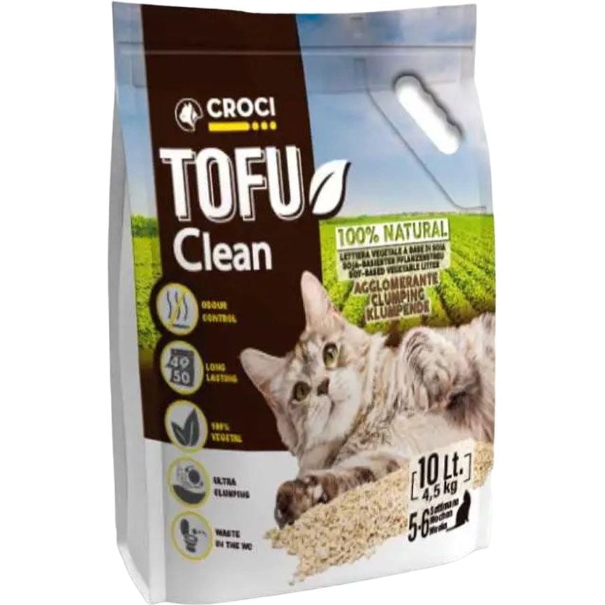 Соєвий наповнювач для котячого туалету Croci Tofu Clean, 10 л - фото 1