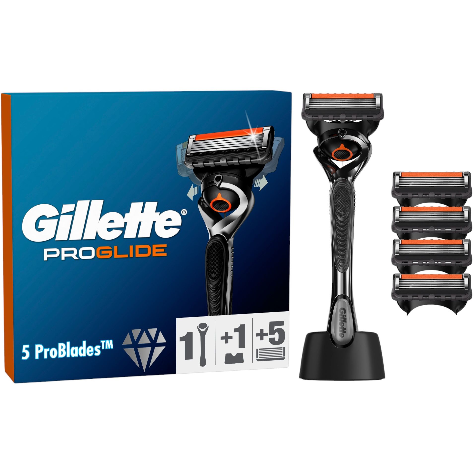 Станок для гоління чоловічий Gillette Fusion ProGlide з 4 змінними картриджами + підставка - фото 1