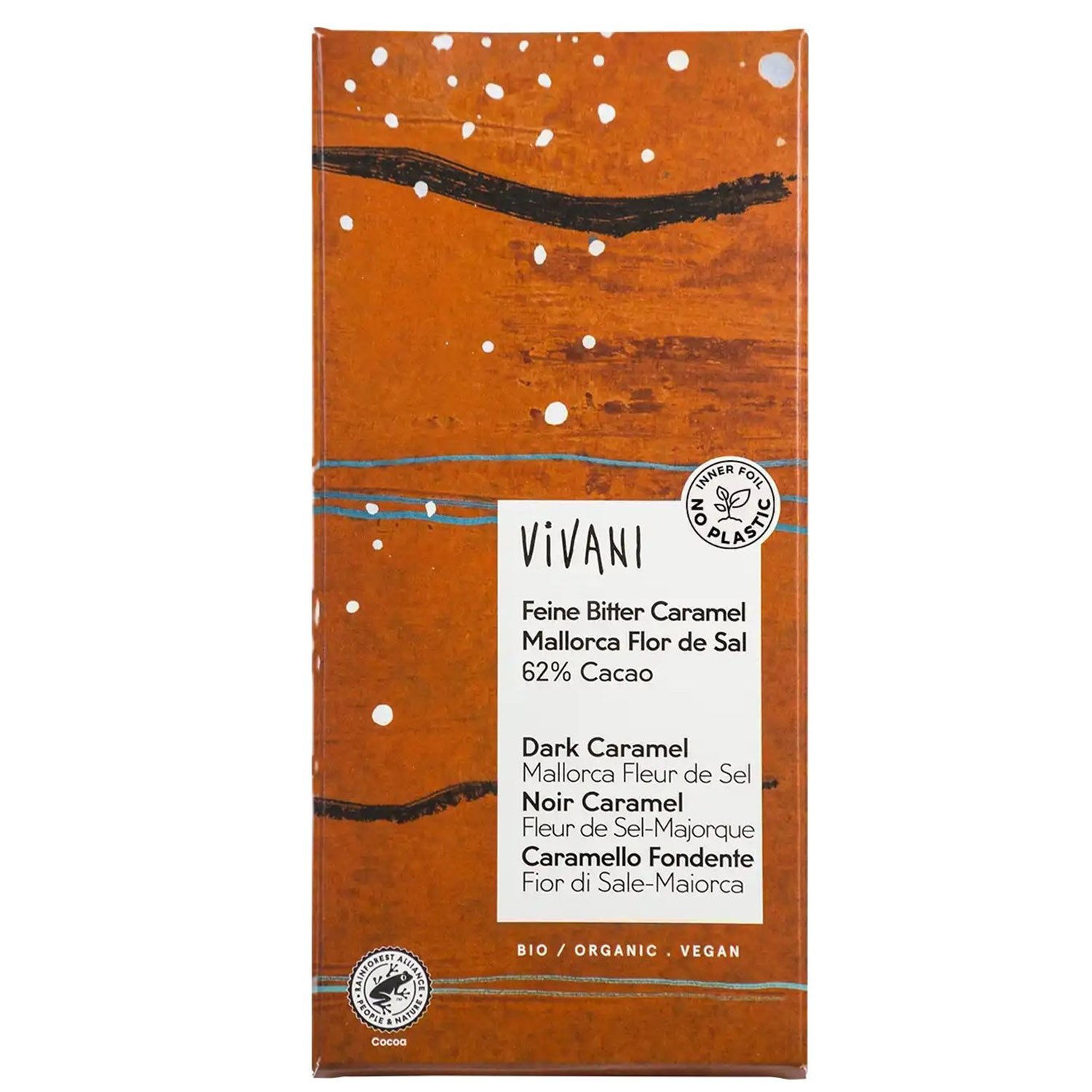 Шоколад чорний Vivani Dark Caramel Mallorca Fleur de Sel 62% Cacao органічний 80 г - фото 1