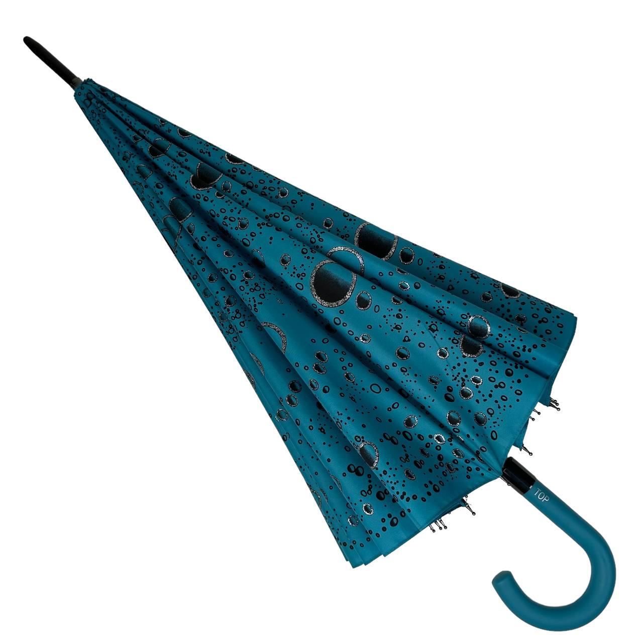 Женский зонт-трость полуавтомат Toprain 98 см бирюзовый - фото 3