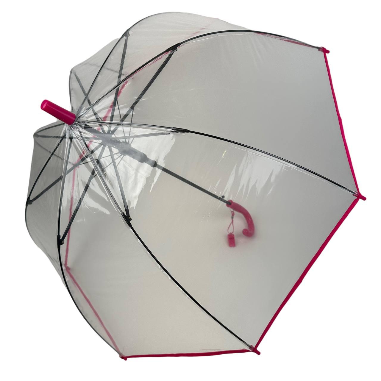 Жіноча парасолька-палиця напівавтомат Fiaba 75 см рожева - фото 2