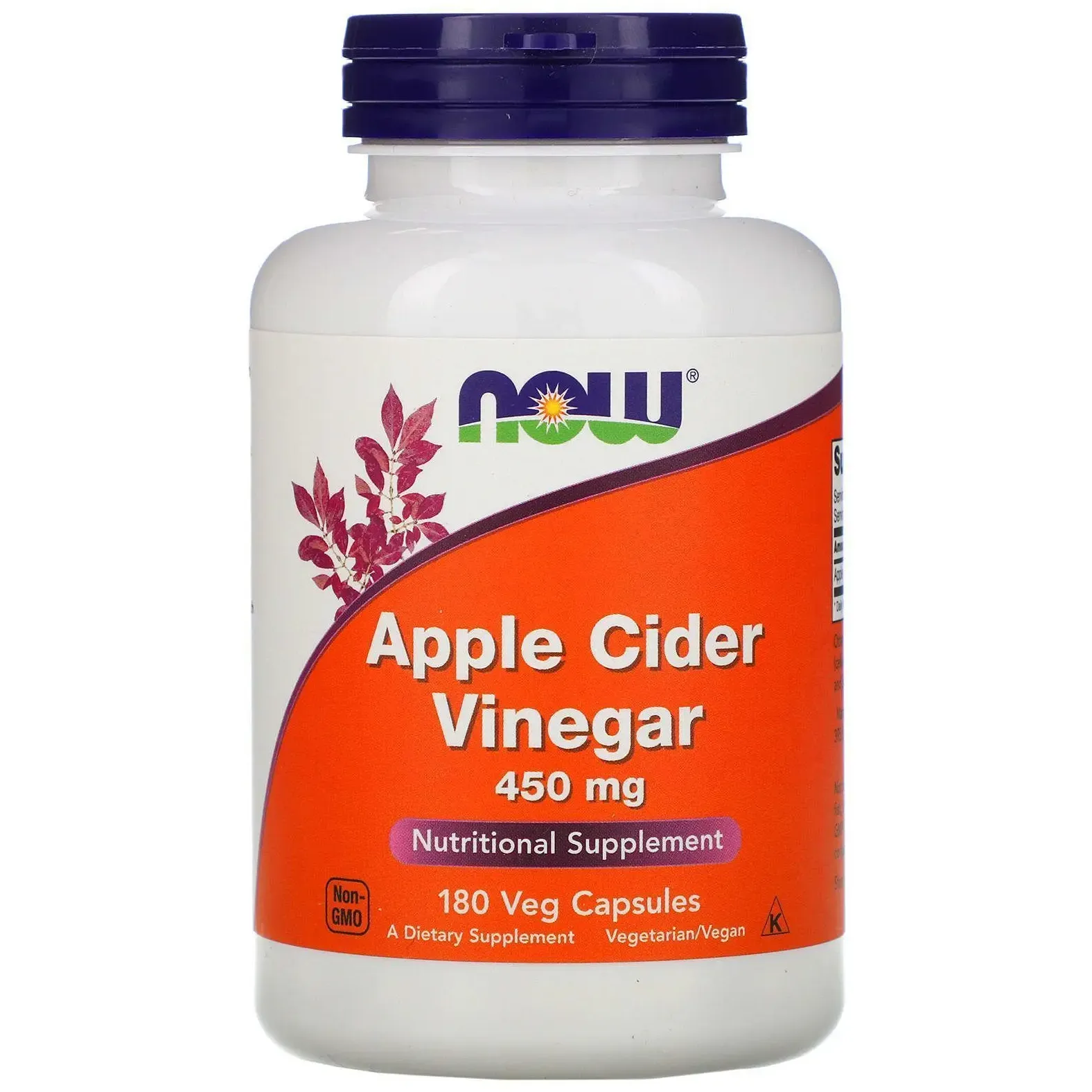 Натуральная добавка Now Apple Cider Vinegar 450 мг 180 капсул - фото 1