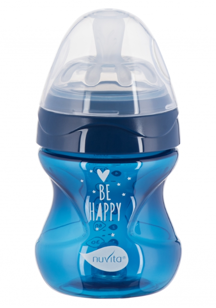Бутылочка для кормления Nuvita Mimic Cool, антиколиковая, 150 мл, синий (NV6012NIGHTBLUE) - фото 1