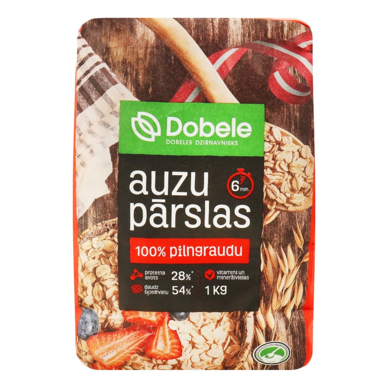 Пластівці вівсяні Dobele з цільного зерна крупні В* 1 кг (894169) - фото 1