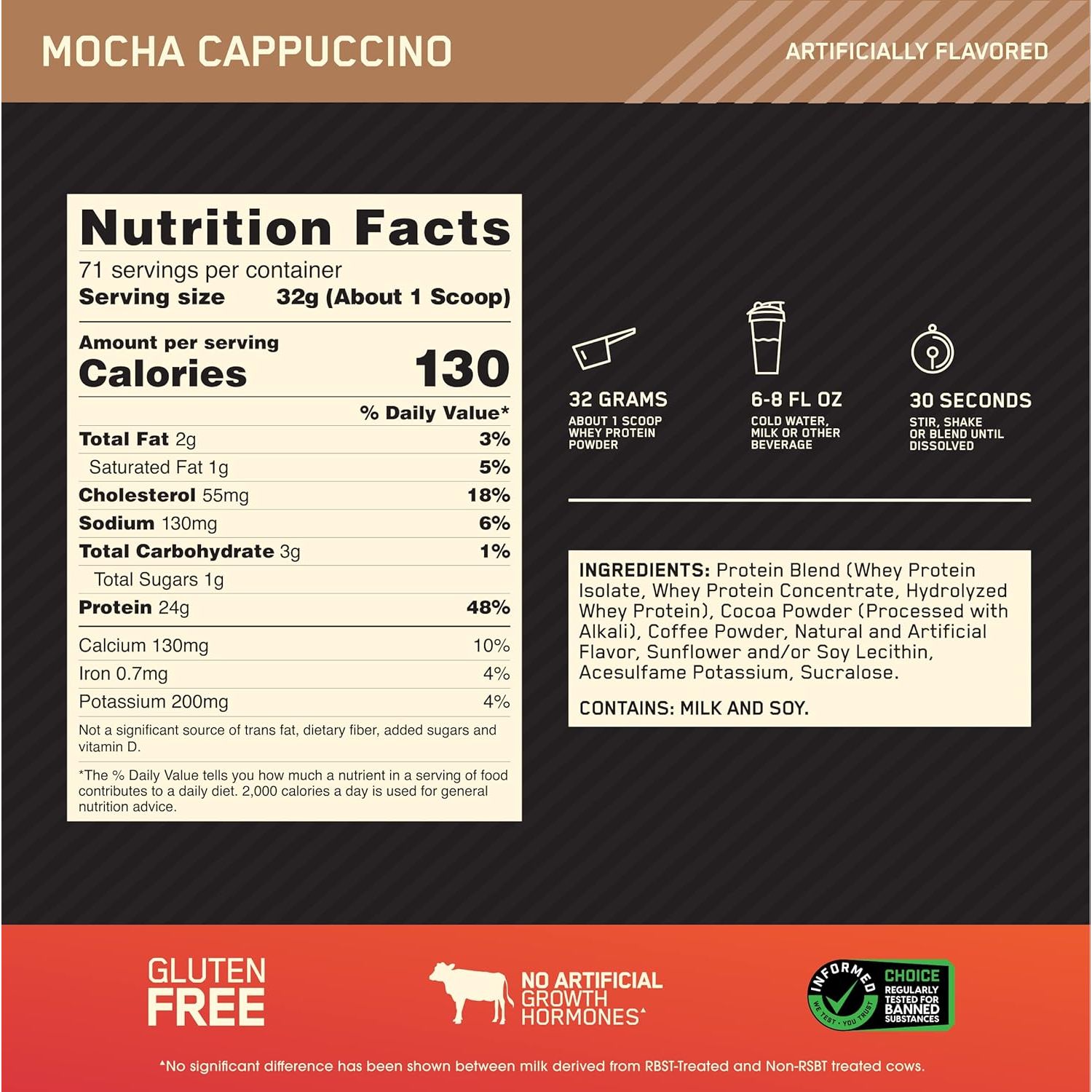 Сывороточный протеин Optimum Nutrition Whey Gold Standard Mocha cappucino 2.27 кг - фото 4