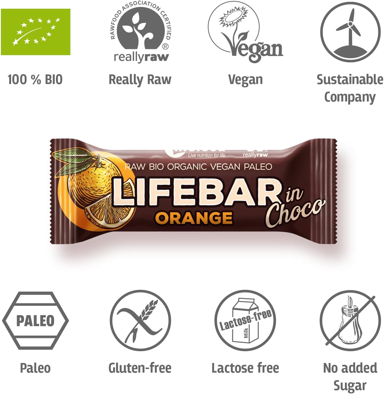 Батончик Lifefood Lifebar Апельсин у шоколаді органічний 40 г - фото 4