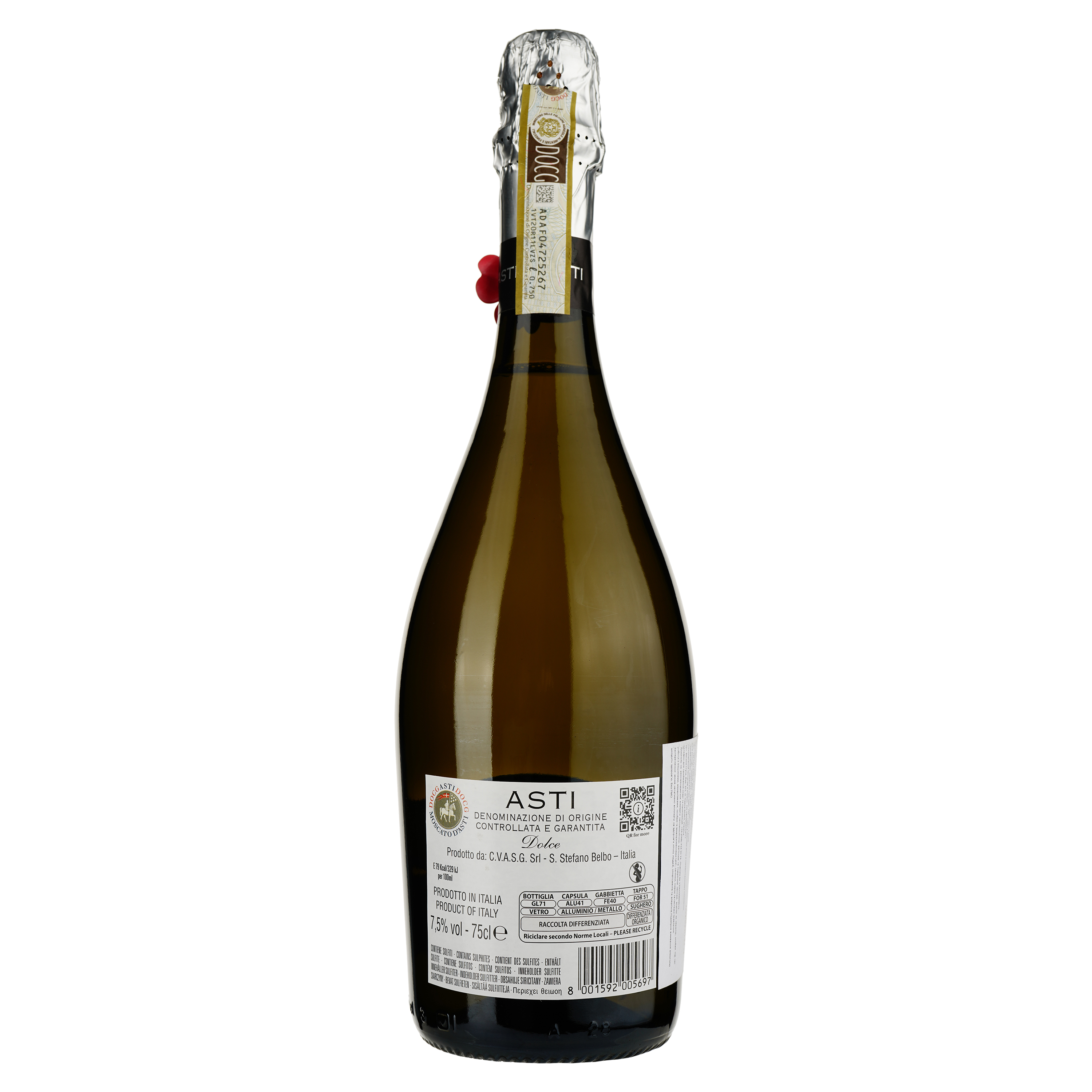 Игристое вино Abbazia Asti DOCG, белое, сладкое, 0.75 л - фото 2