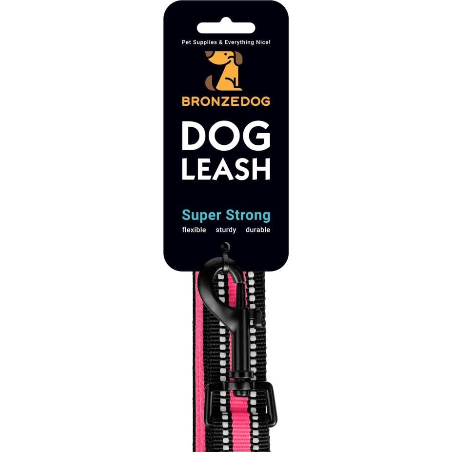 Повідець для собак BronzeDog Mesh, розмір L, 200х2,5 см, рожевий - фото 7