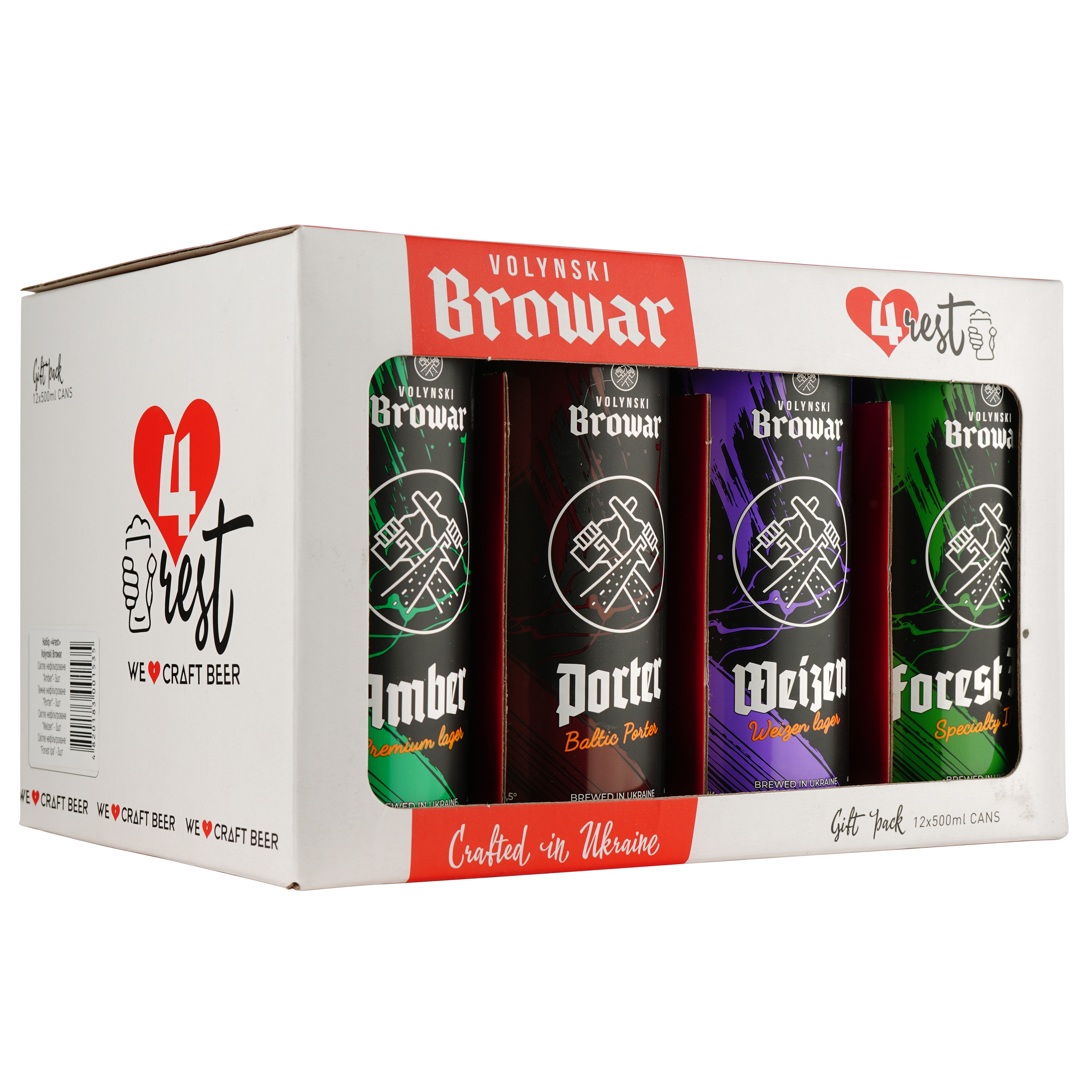 Набор пива Volynski Browar 4Rest, 4,4-5,8%, 6 л (12 шт. по 0,5 л) - фото 1