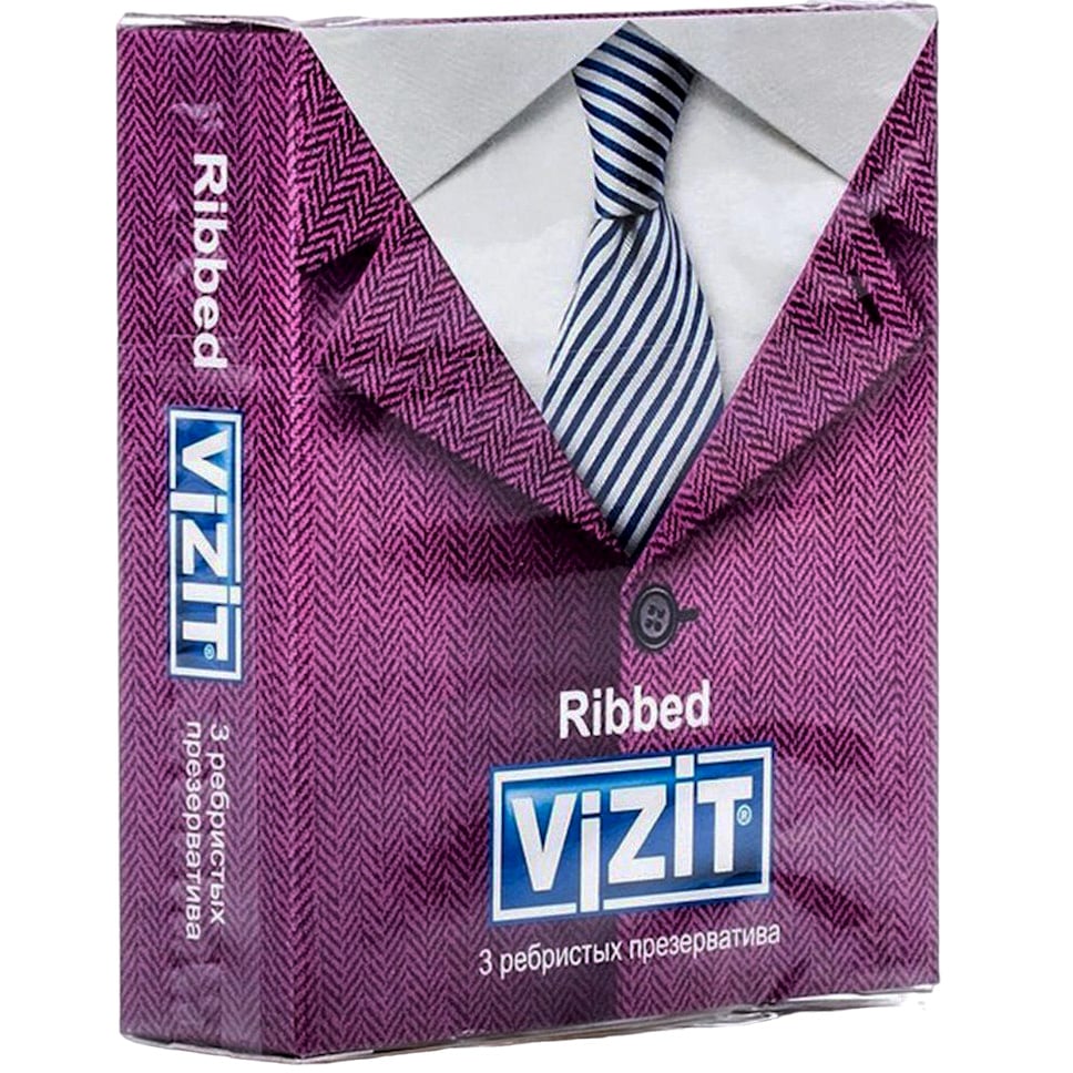 Презервативи латексні Vizit Ribbed, з кільцями, 3 шт. - фото 1