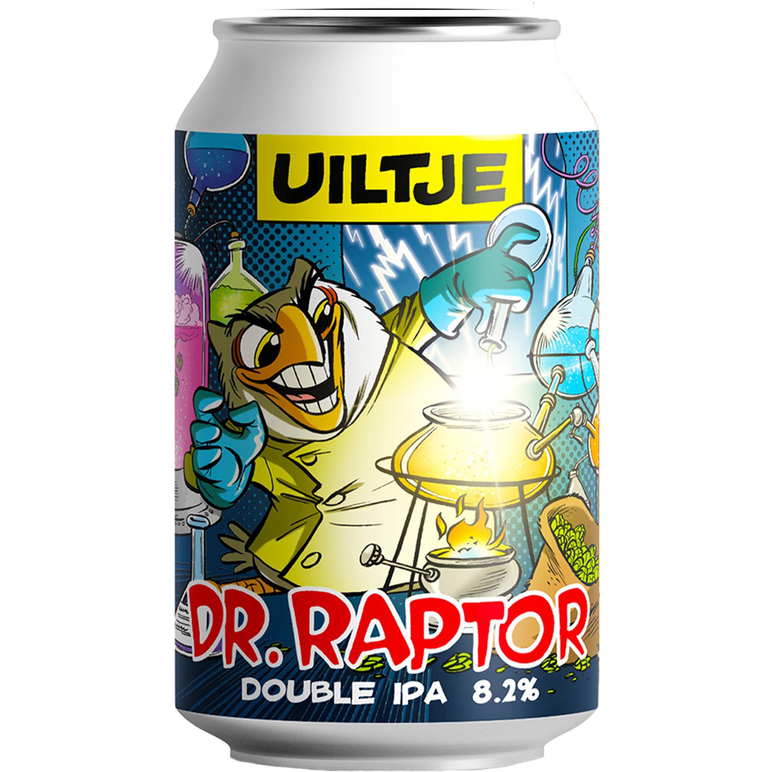 Пиво Uiltje Dr. Raptor Double IPA, світле, 8,2%, з/б, 0,33 л - фото 1