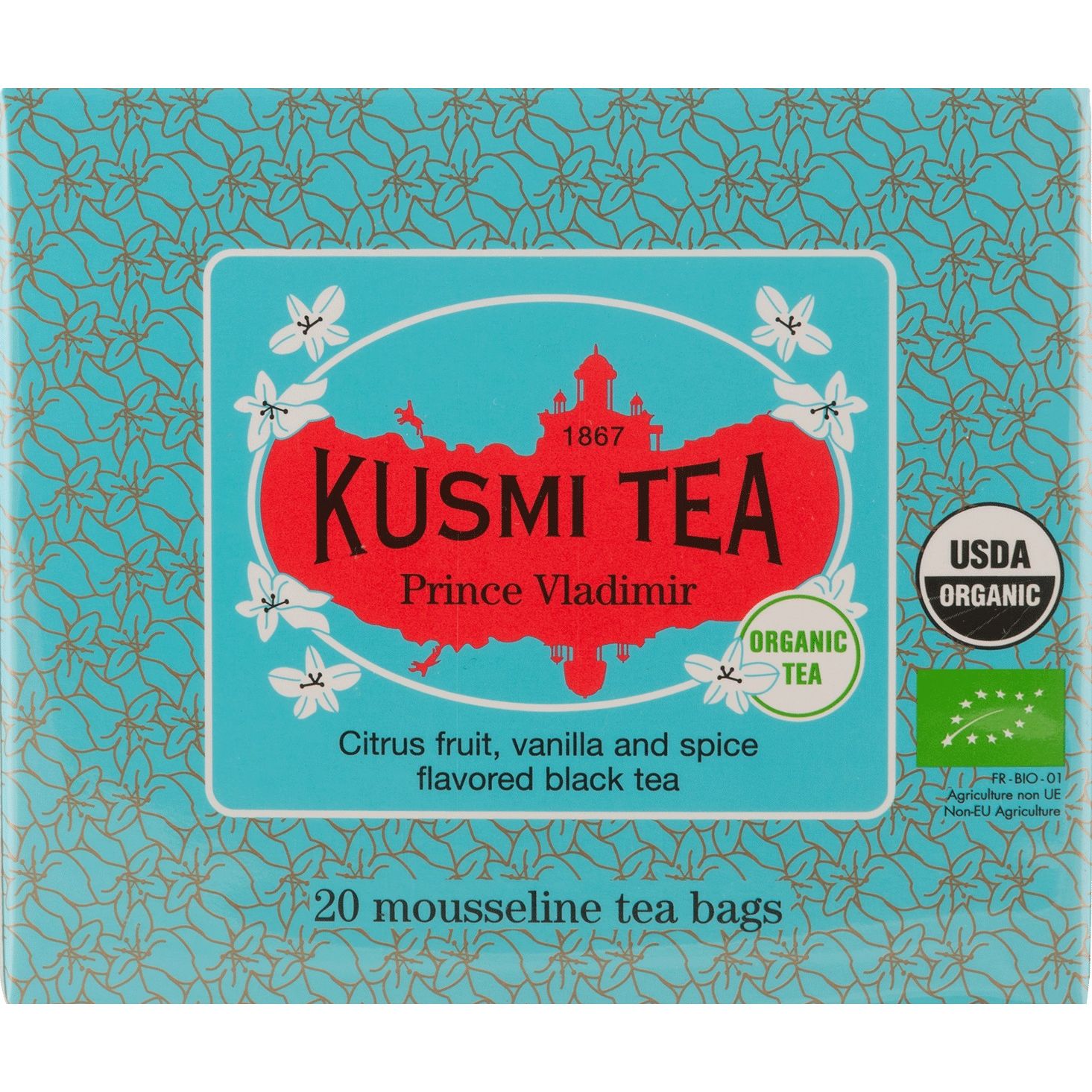 Чай черный Kusmi Tea Prince Vladimir органический 40 г (20 шт. х 2 г) - фото 1