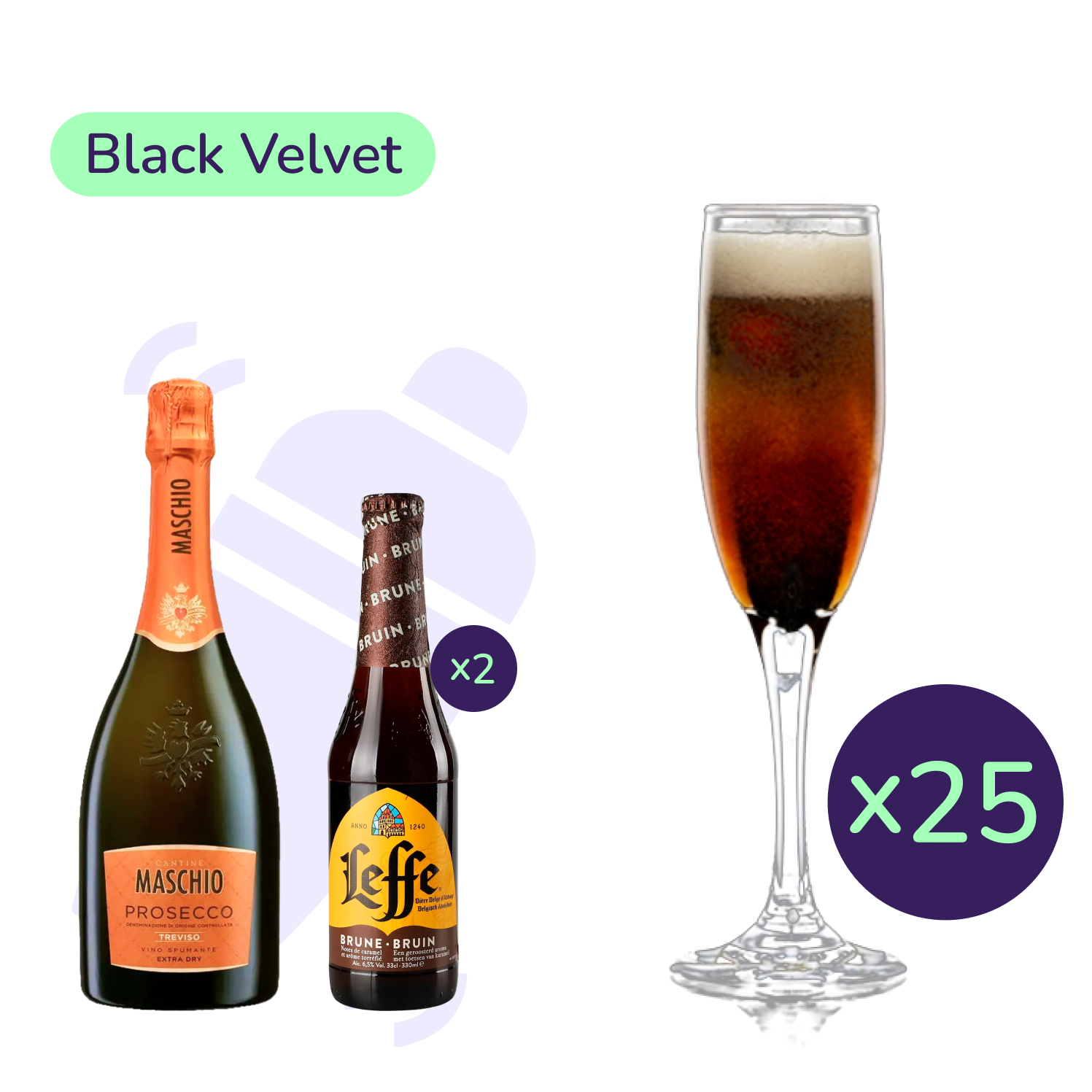 Коктейль Black Velvet (набор ингредиентов) х25 на основе Maschio Prosecco Treviso - фото 1