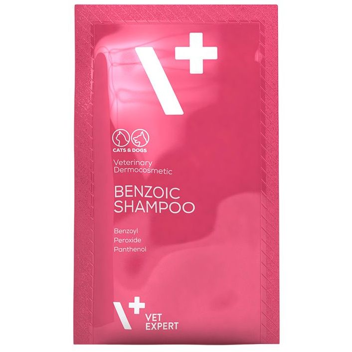 Шампунь Vet Expert Benzoic Shampoo для собак та котів з жирною шкірою та шерстю, 300 мл (20 шт. по 15 мл) - фото 1