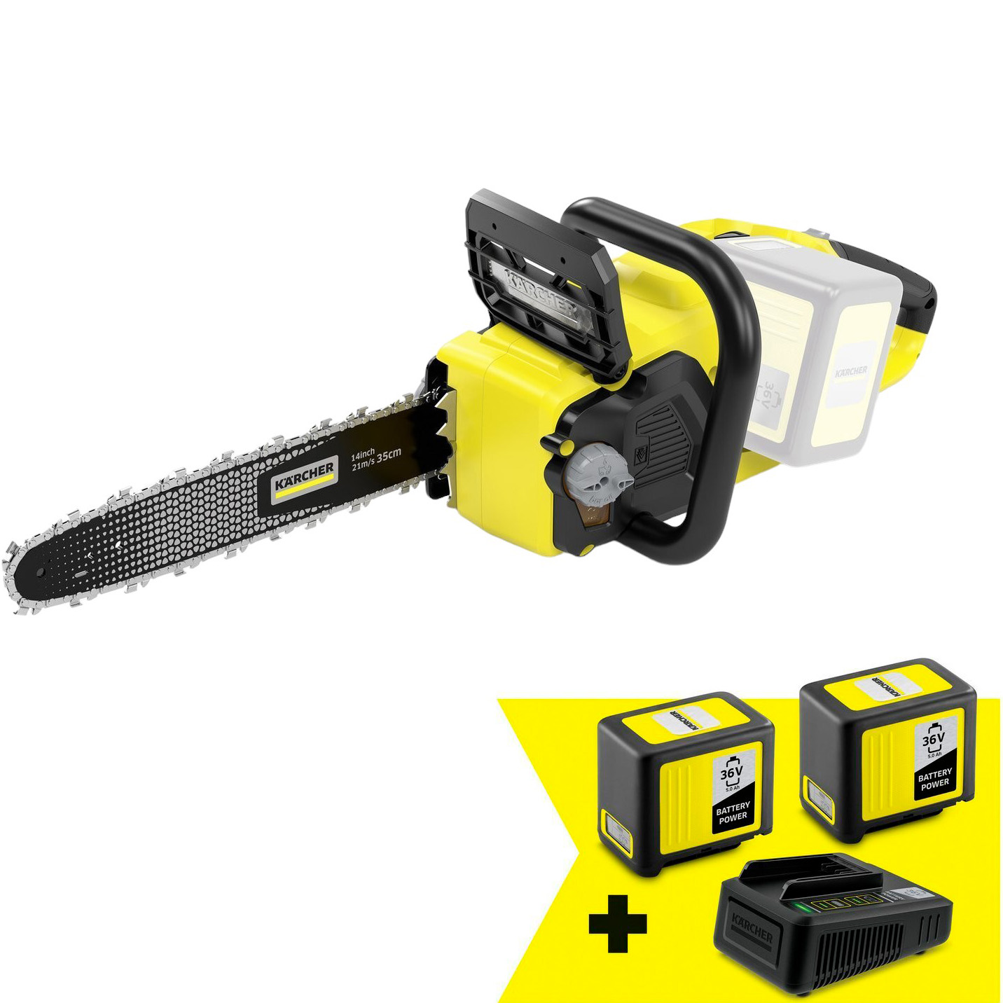 Аккумуляторная цепная пила Karcher CNS 18-30 Battery + быстрозарядный комплект + аккумулятор 36/5 - фото 1