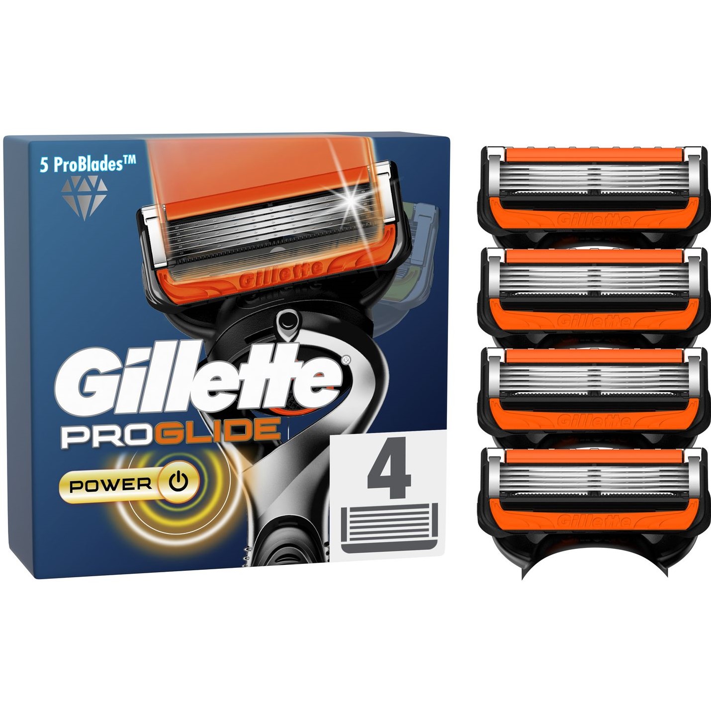 Сменные картриджи для бритья Gillette Fusion ProGlide Power 4 шт. - фото 1